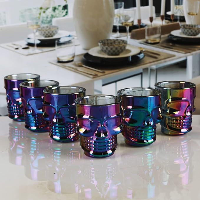 Circleware Skull Face Shot Glasses, Set of 6 (1.75 oz)